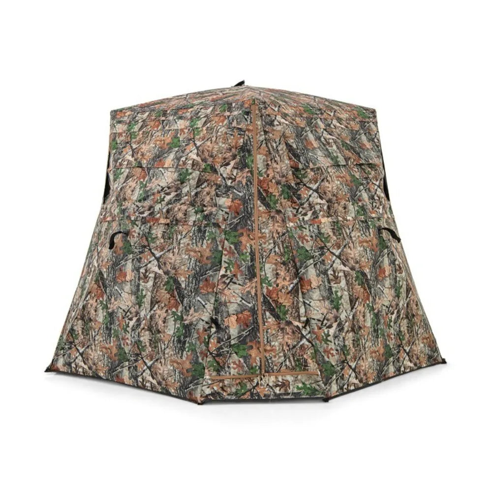 360° Pop Up Hunting Ground Blind W/4 Full Panels Of One-Way See-Through Fabric