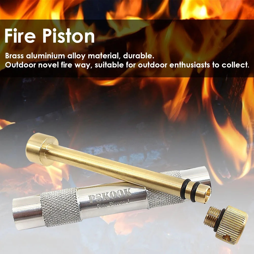 Brass Fire Starter Tube Portable Ignited Piston Firearm Useful Air Compression Fire Tube Survival Tool for Camping