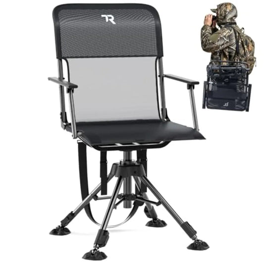 360 Degree Swivel Hunting Blind Chair 400 lbs Capacity Silent Height Adjustable Portable Ground Hunting Seat for Deer Turkey wi