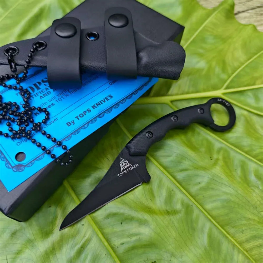 TOPS Knives C.U.T. Fixed Blade Knives with Kydex Sheath Outdoor Multi-purpose Survival Camping Fishing Full Tang Utility Tools