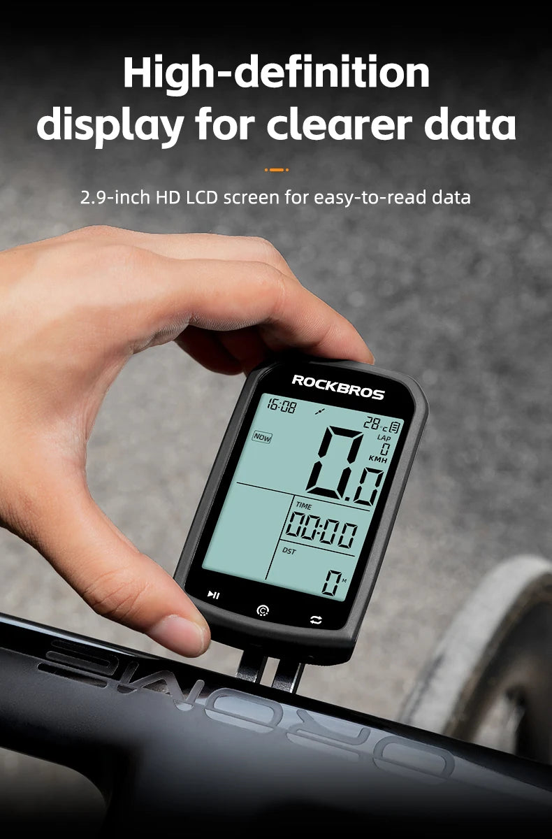 ROCKBROS Wireless GPS Bicycle Computer - Speed Measurement, Positioning, Odometer with Cadence Sensor for Mountain Road Cycling