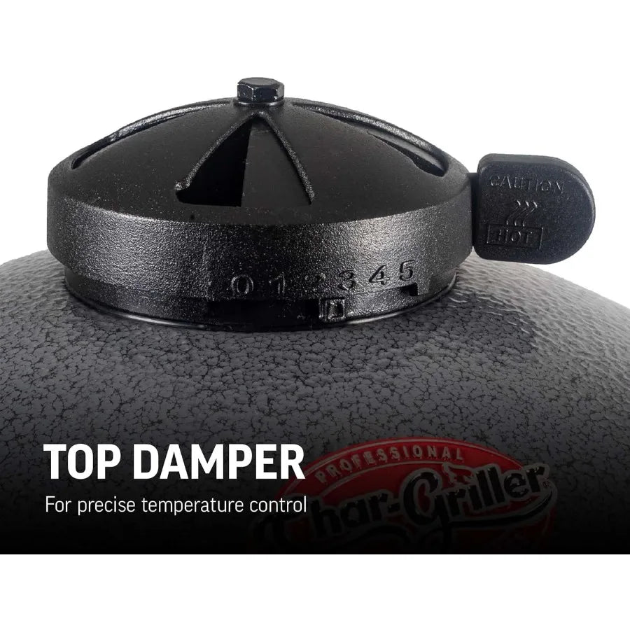 Portable Kamado Charcoal Grill and Smoker with Cast Iron Grates Locking Lid 155 Cooking Square Inches Ash Model E86714