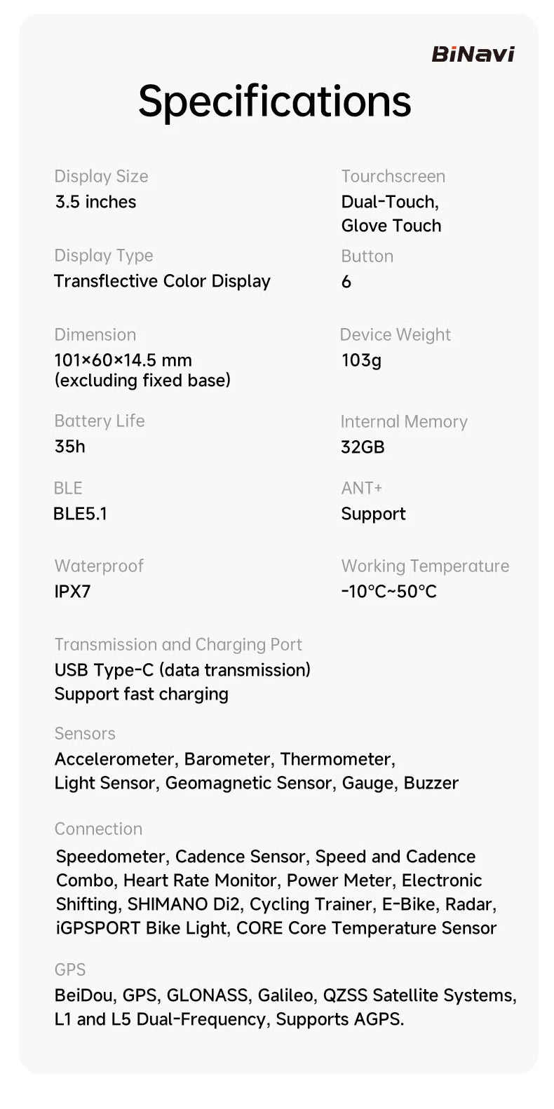 iGPSPORT Bicycle GPS Computer BiNavi Touchscreen Map Navigation 35 Hours Battery Life  IPX7 Waterproof Route Planning