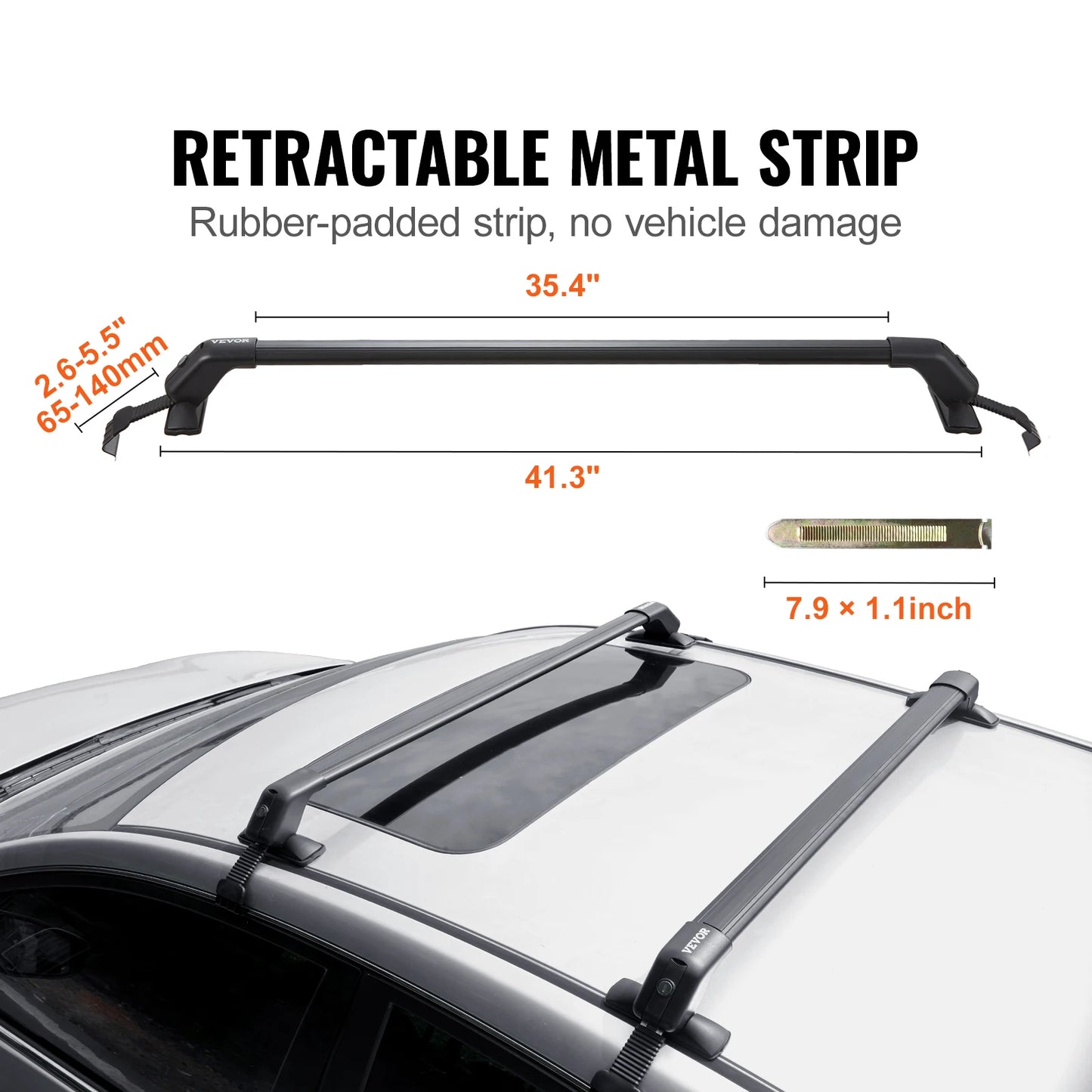 VEVOR 155lbs Universal Roof Rack Cross Bars Aluminum Roof Rack Crossbars Adjustable Bare Roof Crossbars with Lock for SUV & Vans