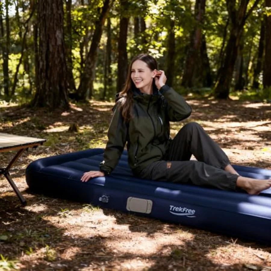 4 Season Self-Inflating Sleeping Pad with Electric Pump for Camping Tent Travel Car Lightweight Foam Mattress in Blue Quick Inf