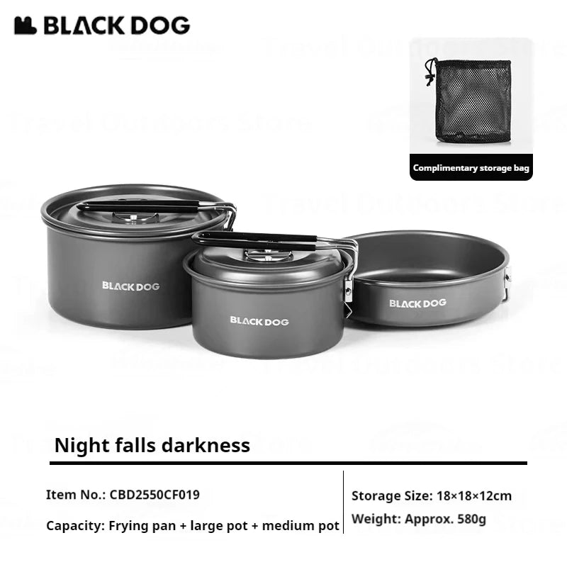 BLACKDOG Outdoor Tableware Pot Frying Pan Set Aluminum Alloy Ultralight Portable Kitchenware Camping Cookware Picnic Tableware