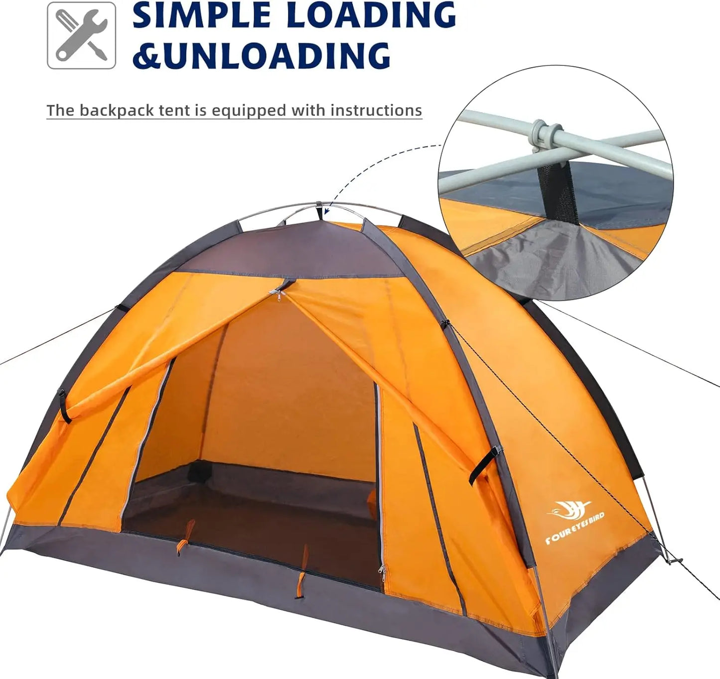7.2x4x4ft Single Backpack Tent, Waterproof for Camping & Hiking, Lightweight Durable