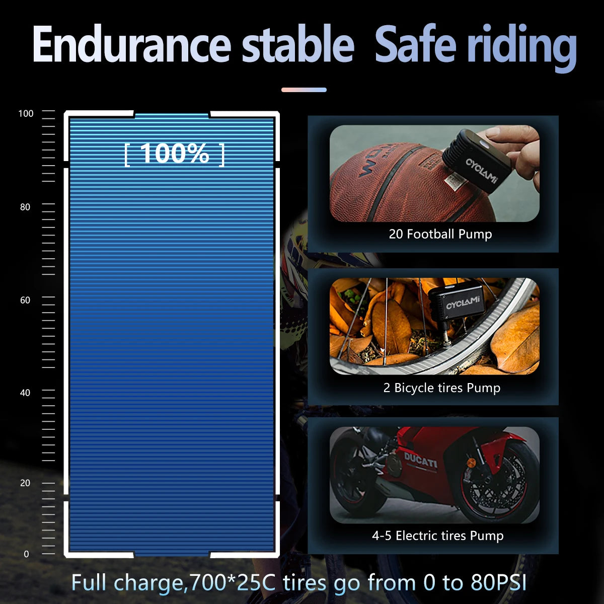 CYCLAMI A2 Mini Electric Air Pump Portable Bicycle Cordless FV AV Inflator Presta Schrader Valve Outdoor Road MTB Bike Aluminum