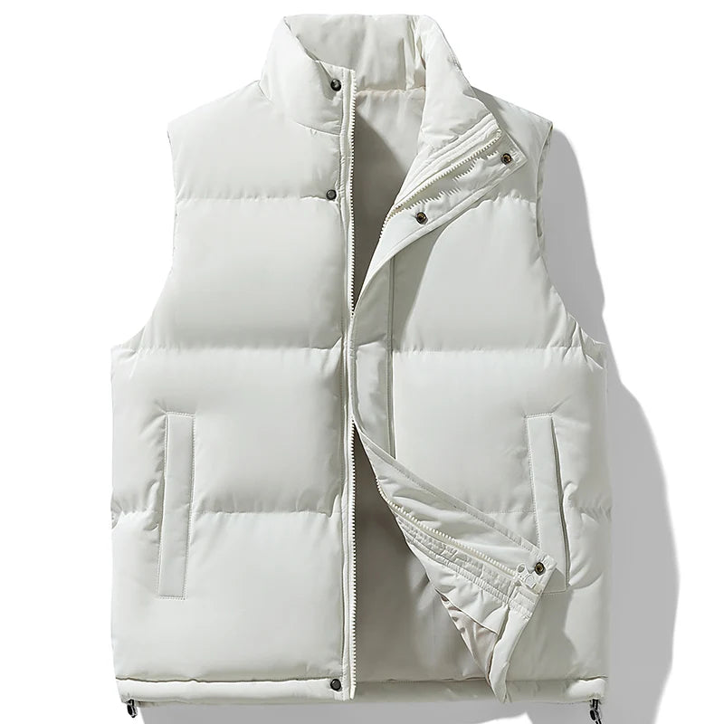 Fishing Vest Stand-up Collar Outdoor Vest Men's Down Cotton Vest Men's Autumn and Winter Thickened Coat Waistcoat Warm Vest Coat