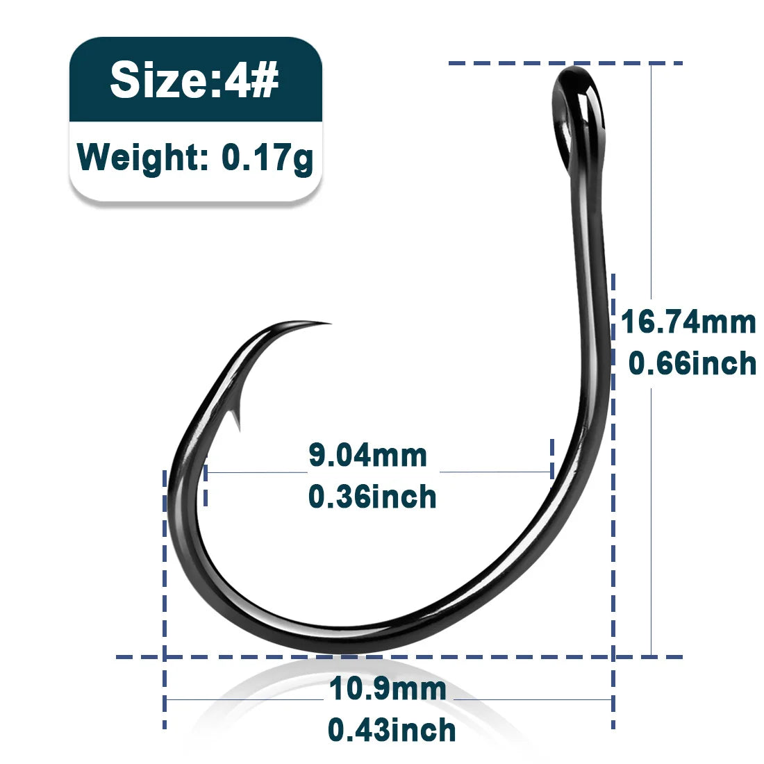 Inline Circle Hooks Saltwater Fishing Catfish Hook 25~100Pcs Wide Gap Non-Offset Circle Hook for Bass Walleye Crappie Freshwater