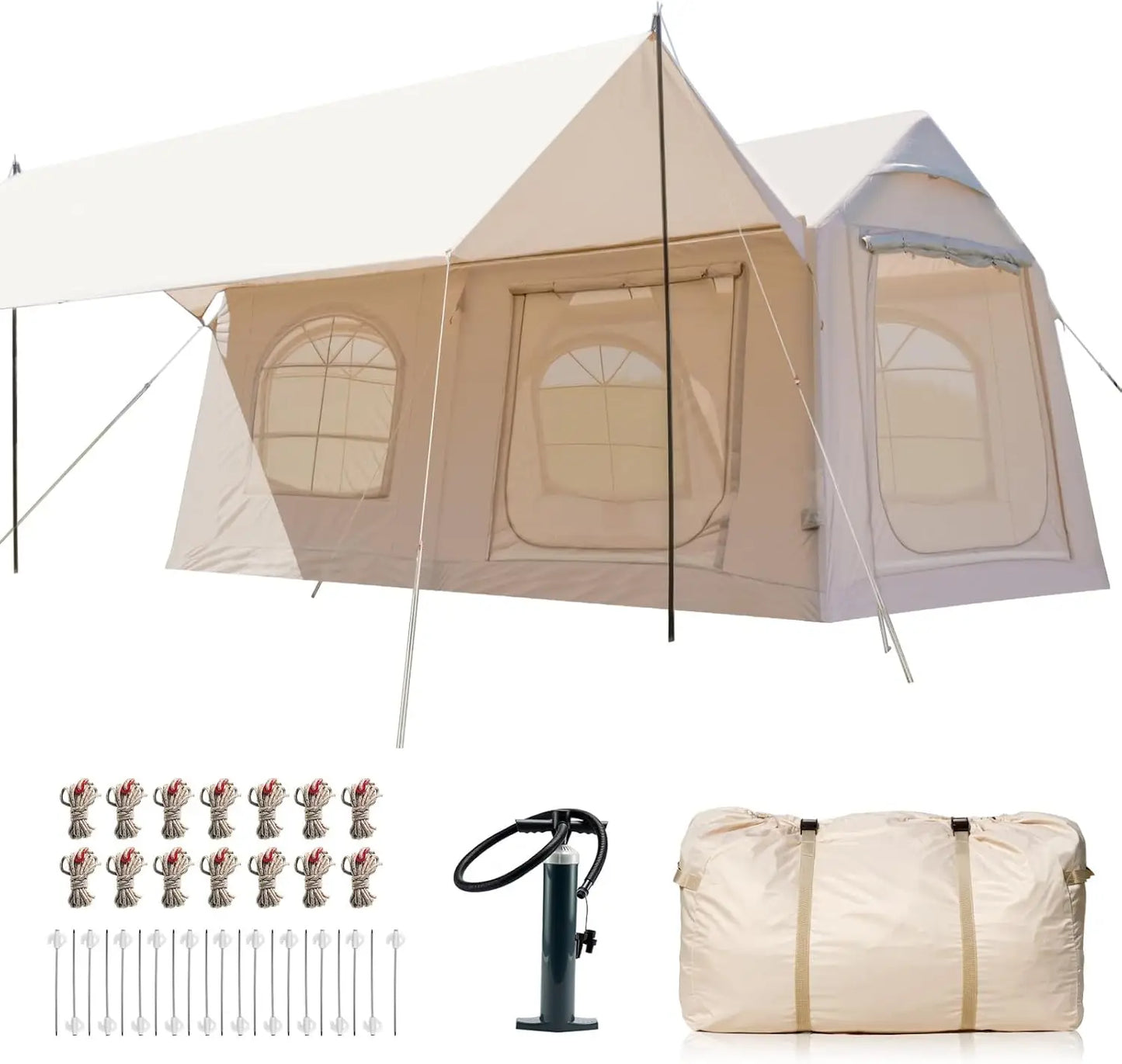 Inflatable Tents for Camping, Large Blow Up Tent with Hand Pump, Easy Setup InflatableTent 4 Season Tent, Waterproof Oxford