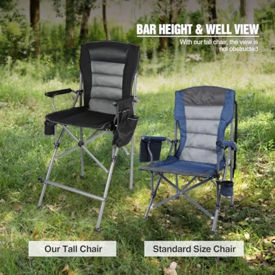 Extra Tall Folding Chairs for Adults 330lbs Portable Bar Height Foldable Director Chairs for Camping Outside Comfortable with M