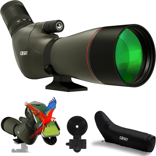 20-60x80 Spotting Scope with Phone Adapter, Dual Focusing Waterproof Spotting Scopes for Target Shooting Bird Watching Hunting