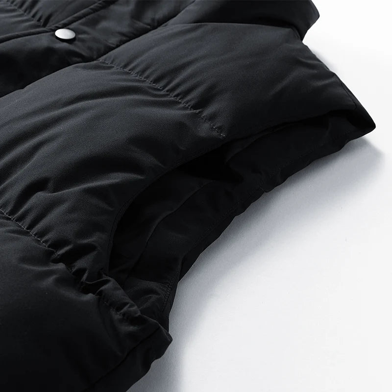 Fishing Vest Stand-up Collar Outdoor Vest Men's Down Cotton Vest Men's Autumn and Winter Thickened Coat Waistcoat Warm Vest Coat