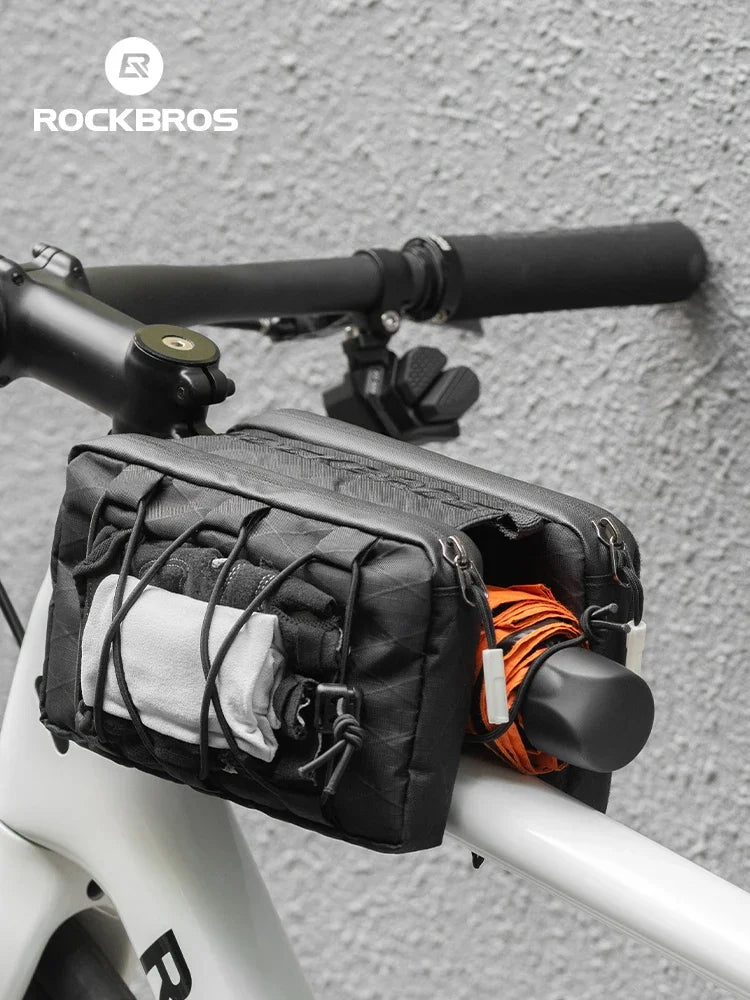 ROCKBROS Bicycle Bag Cycling Top Front Tube Frame Bag Easy Install 1L Large Capacity Storage Bike Bag MTB Road Cycling Accessory
