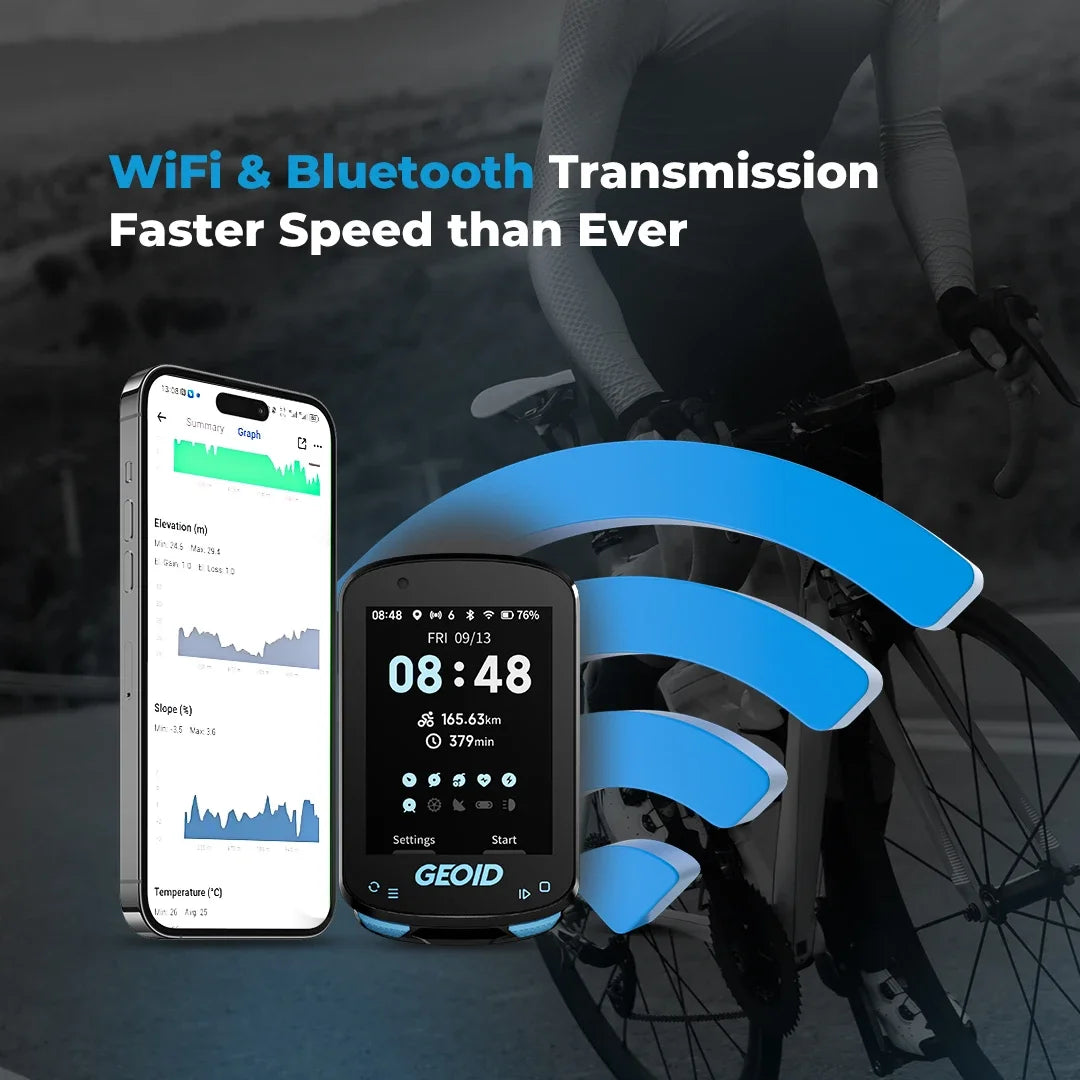 GEOID CC600 Bike Computer Wireless Color Screen Bicycle Speedometer ANT+ WIFI Cycling Speedometer IPX7 Waterproof Odometer