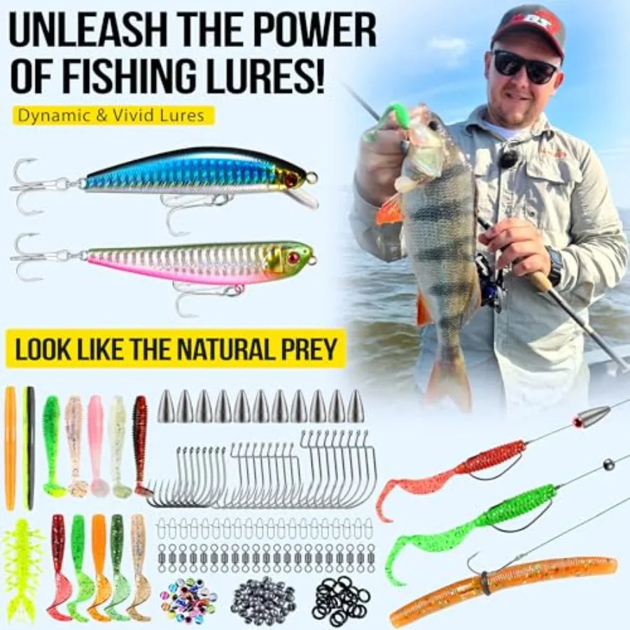 Fishing Backpack with Rod Holders Tackle Box 42L Large Water-resistant Fishing Tackle Bag Store Fishing Gear