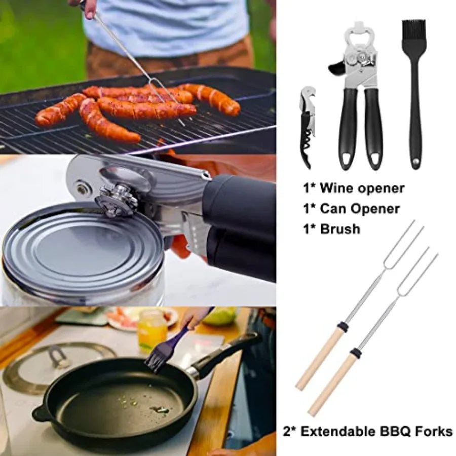 35-Piece Camping Kitchen Utensil Set Portable Outdoor Cooking Utensils for Camping RV Backpacking and BBQ Complete Camp Kitchen