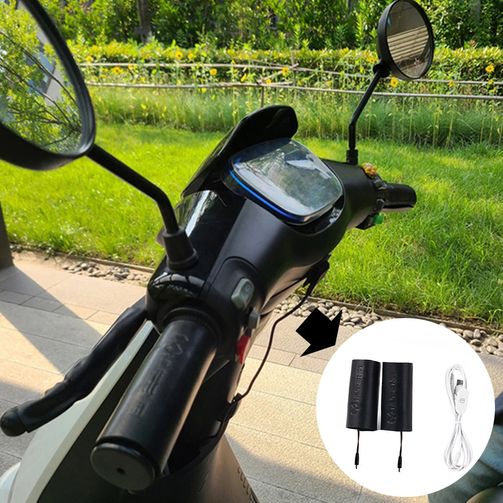 Electric Heated Grip Cover USB Anti Slip Scooter Hand Warmer 3 Gear Waterproof Winter Motorcycle ATV Scooter Heated Grips