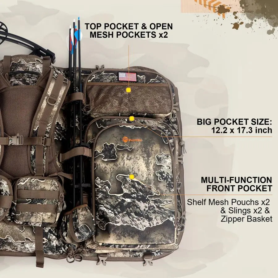 Backpacks for Men,Saddle Hunting Bag with Bow Holder, Large Compound Bow Hunting Backpack amp Duffle Bags