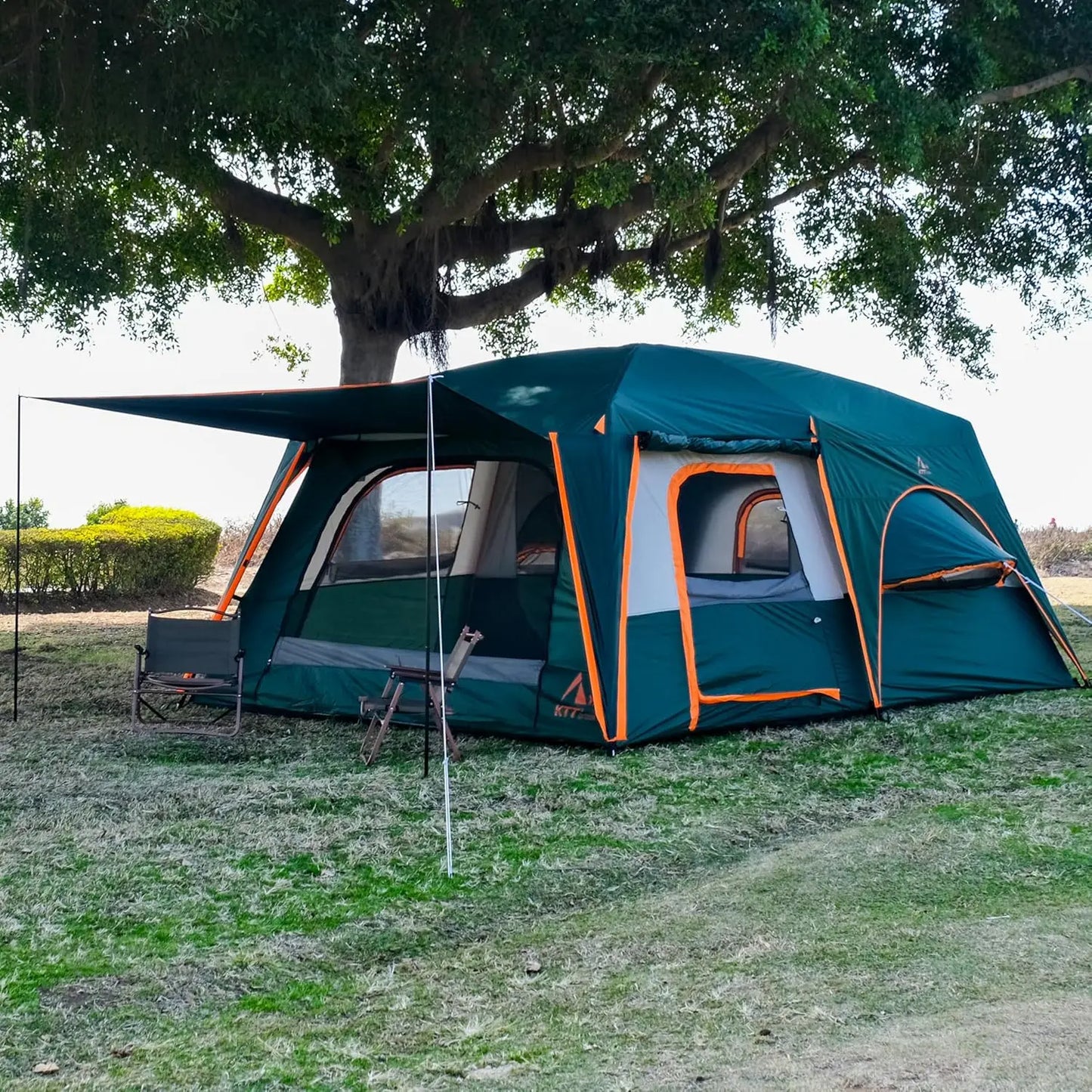 Extra Large 12 Person Family Cabin Tent with Rainfly, Bay Windows, Waterproof for Outdoor Camping