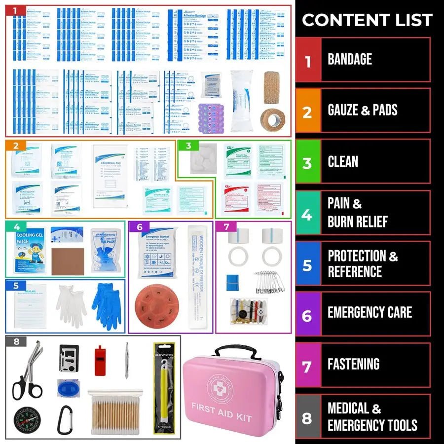 First Aid Kit 410 Piece DualColor Emergency Kit with Hard Shell,Professional Survival Kit for Home, Car, Travel, Hiking amp Outd