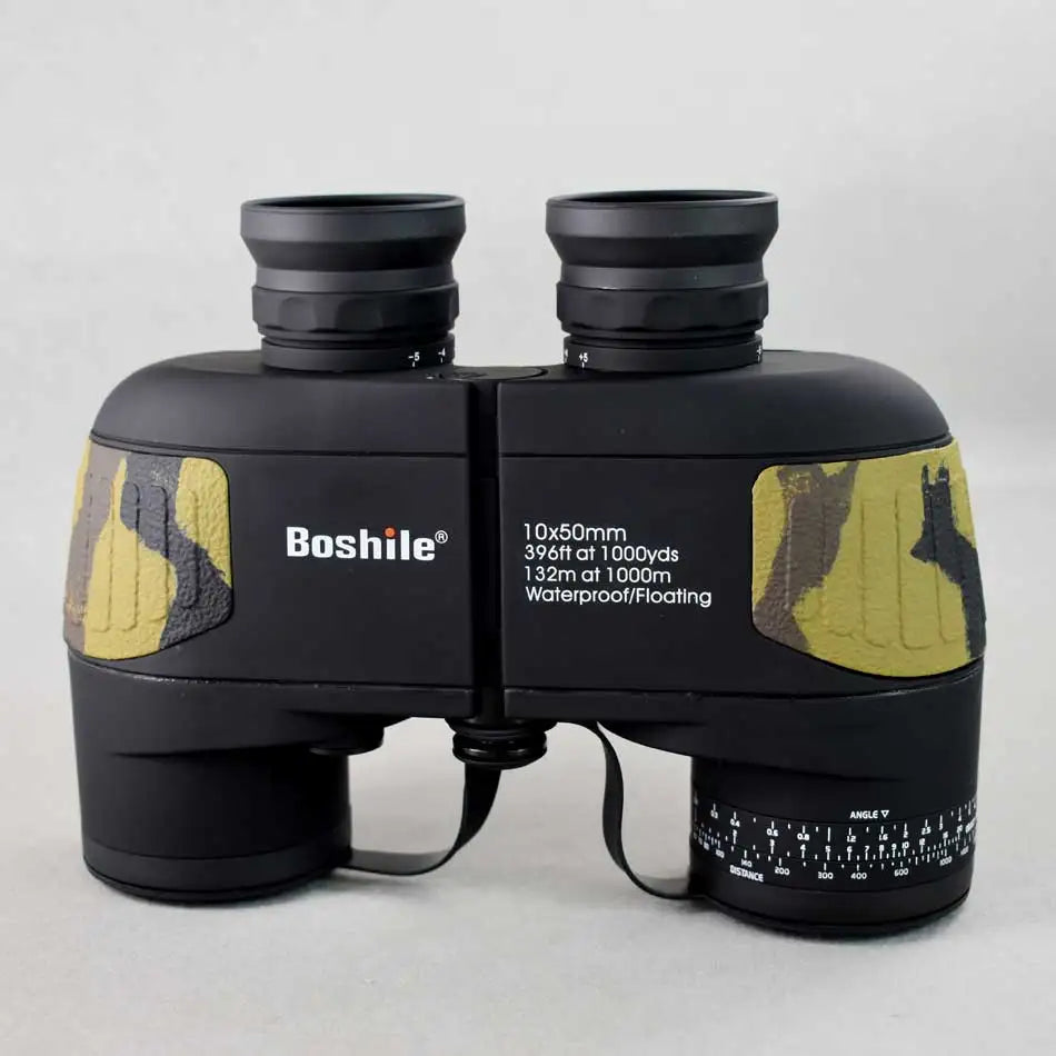 Boshile 10X50 Professional Telescope Military Marine Waterproof Binoculars Night Vision HD BAK4 Rangefinder Distance For Hunting