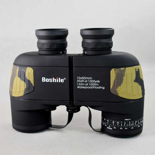 Boshile 10X50 Professional Telescope Military Marine Waterproof Binoculars Night Vision HD BAK4 Rangefinder Distance For Hunting