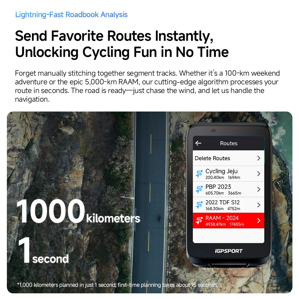 iGPSPORT Bicycle GPS Computer BiNavi Touchscreen Map Navigation 35 Hours Battery Life  IPX7 Waterproof Route Planning