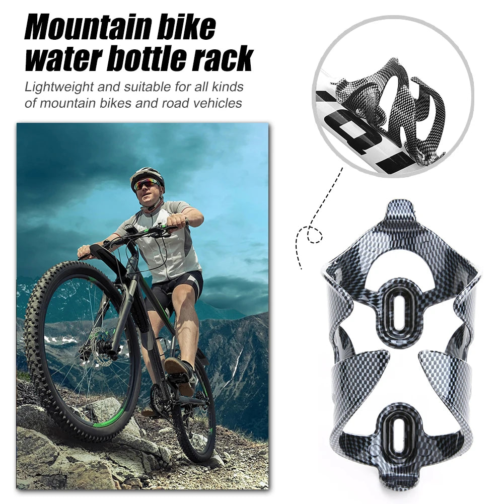 Bike Water Bottle Cage Holder + 2 Screws Cycling Accessory Carbon Fiber Texture Biking Portable Dustproof Cycling Parts