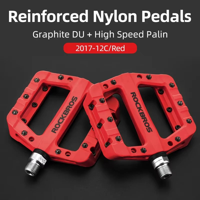 ROCKBROS Bicycle Pedal MTB Road Bike Pedal Ultralight Seal Bearings Nylon Molybdenum Pedal Durable Widen Area Bicycle Part