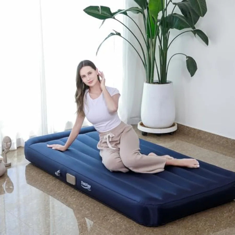 4 Season Self-Inflating Sleeping Pad with Electric Pump for Camping Tent Travel Car Lightweight Foam Mattress in Blue Quick Inf