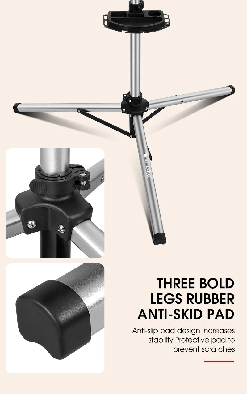 WEST BIKING Portable Bike Repair Stand Aluminum Alloy MTB Road Bicycle Repair Workstand Adjustable Storage Display Stand