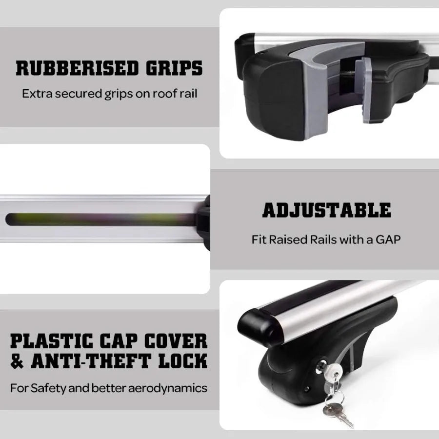 Aluminum Universal 56'' Roof Rack Cross Bars Existing Raised Side Rail with Gap 200 lbs Load Capacity