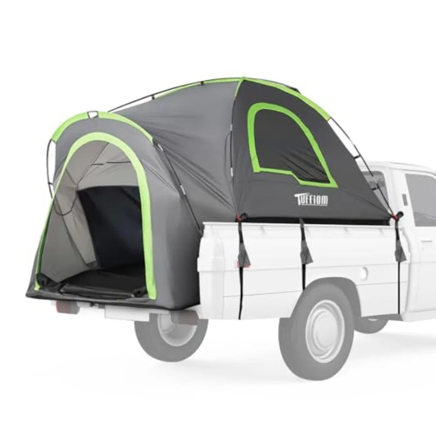 5.5-6ft Pickup Truck Tent for Camping with Reinforced Fiberglass Poles PU2000 Waterproof Rainfly 2 People Easy Setup Good Venti