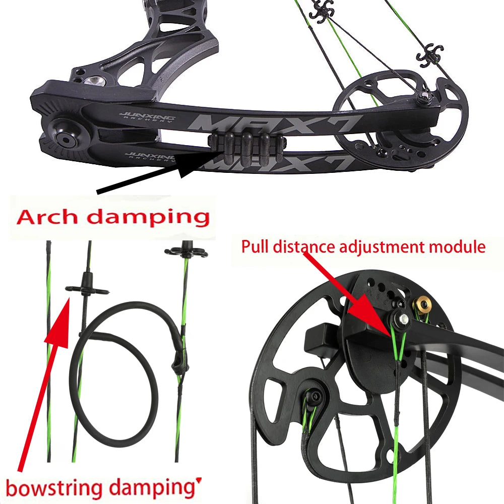 Compound Bow Set 30-70lbs Pulley Bow Let-off 80% Magnesium Alloy Handle 19-31'' Draw Length Adjustable Bow Shooting Accessory