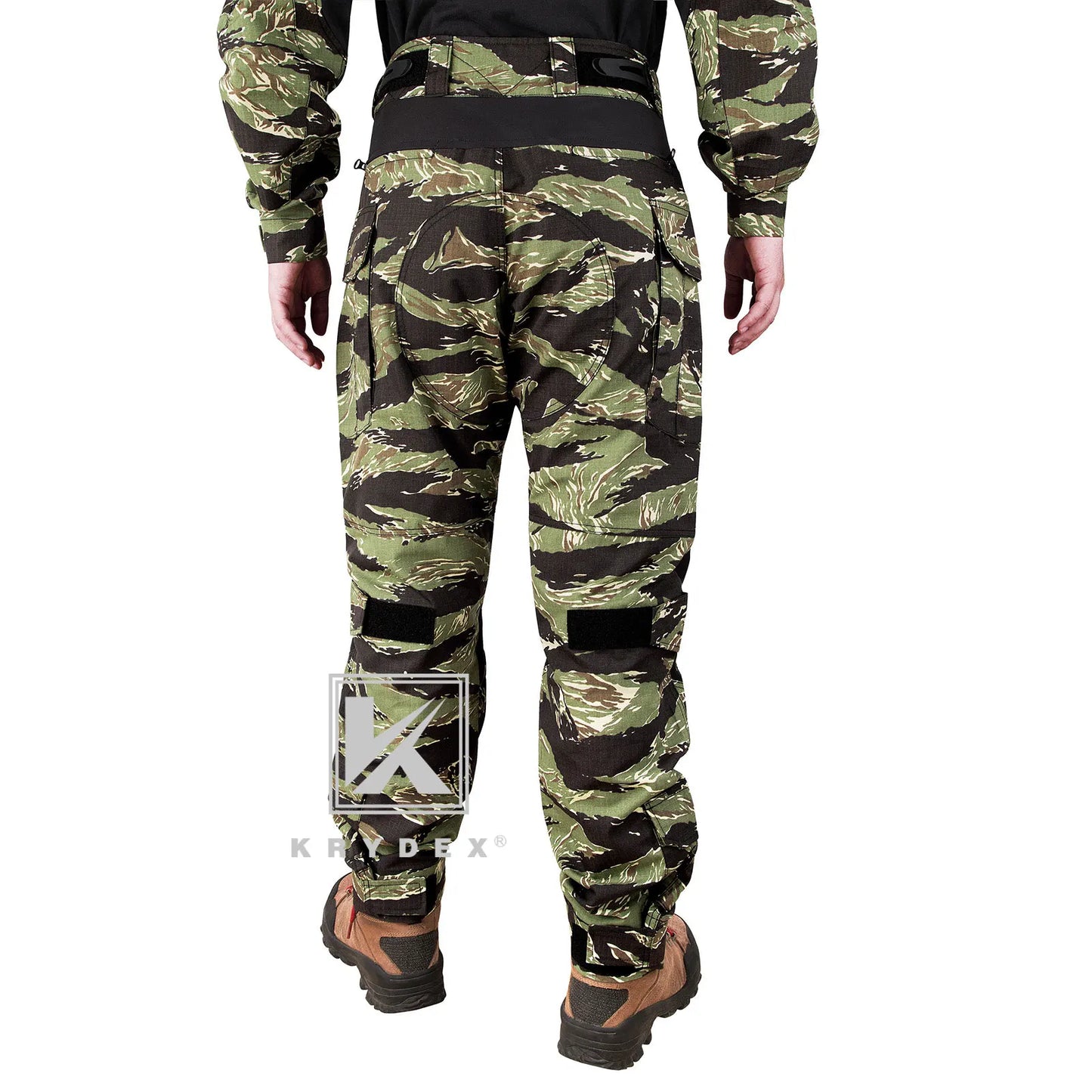 KRYDEX Camouflage Combat Uniform Clothing Hunting Hiking Tactical Shirt & Pants Suit Kit Tiger Stripe Camo