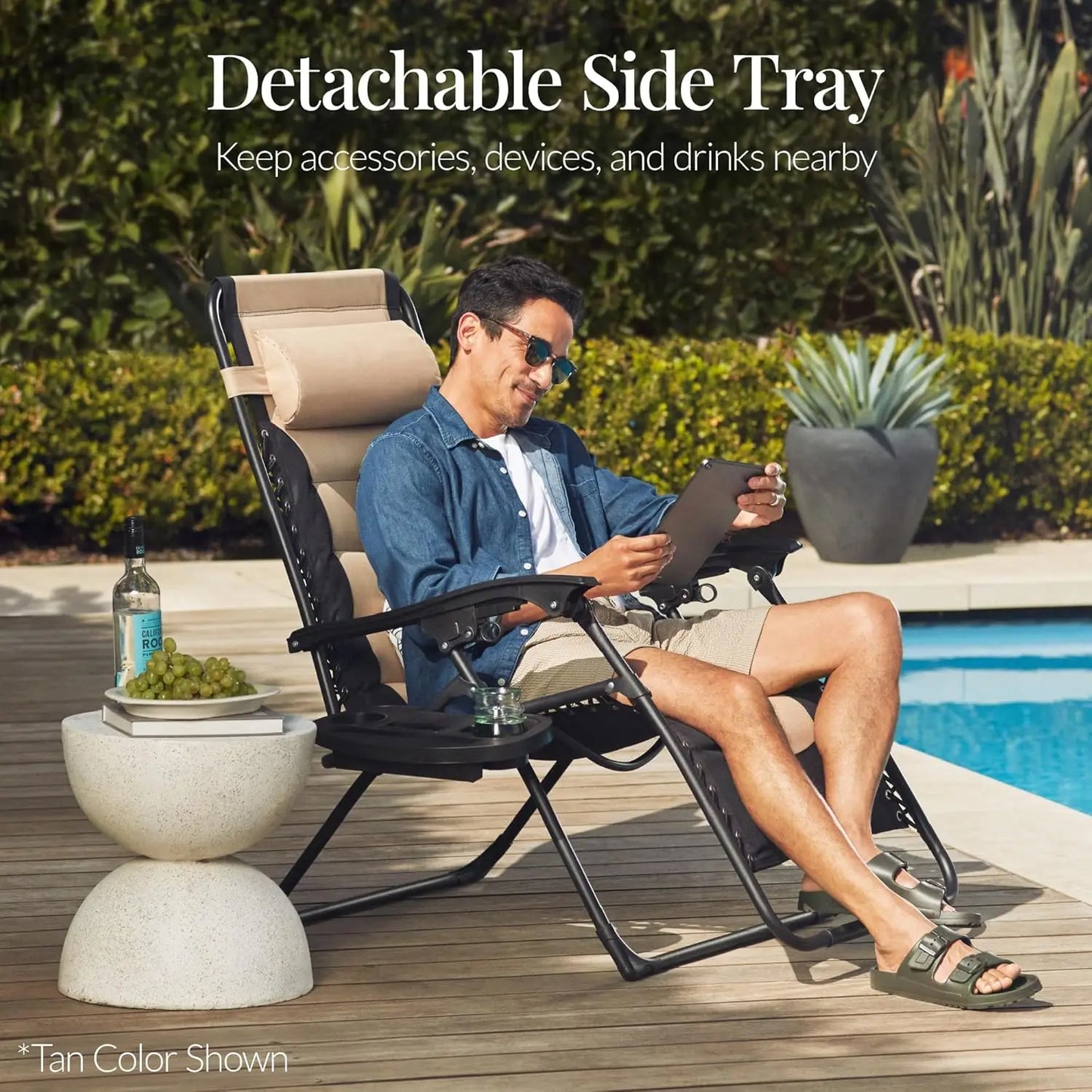 Oversized Padded Zero Gravity Chair, Folding Outdoor Patio Recliner, XL Anti Gravity Lounger for Backyard, Customized