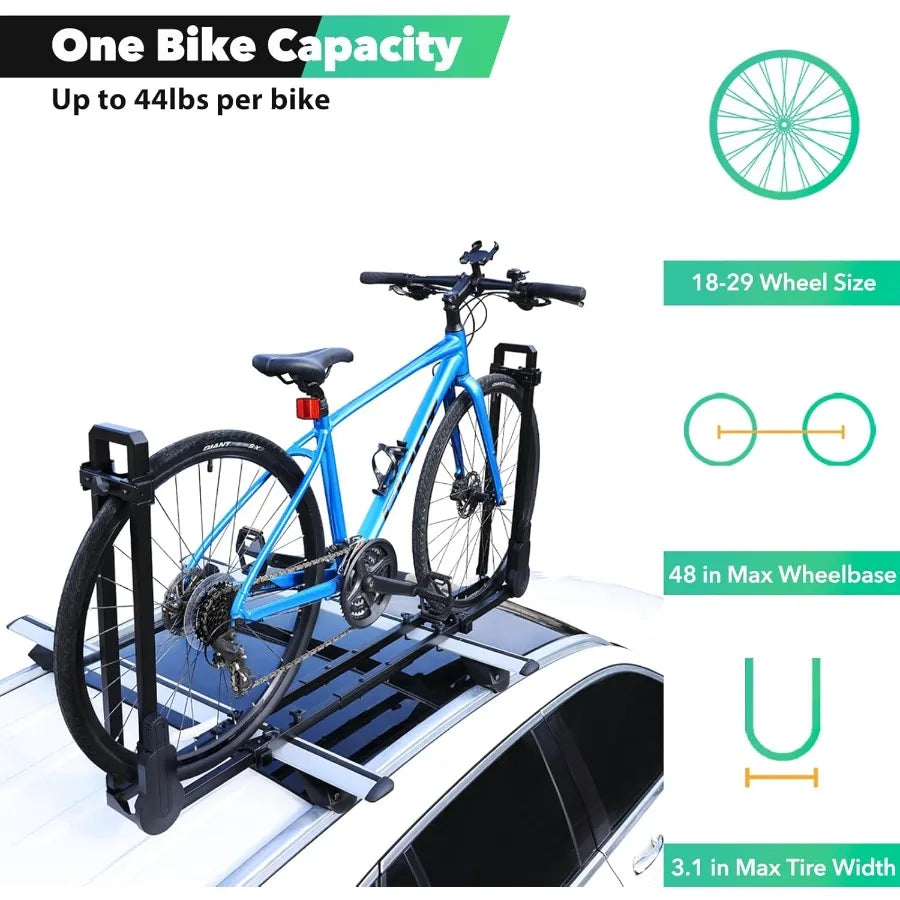 Roof Bike Rack Mount Upright Rooftop Bike Rack with Two Arms 1 Bike Carrier Car Roof Bicycle for Car SUV Only Suitable for Remo
