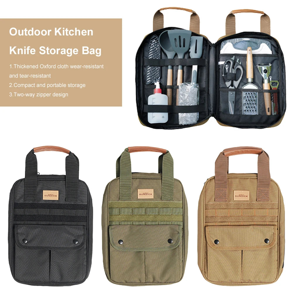 Camping Cooking Utensils Set Bag Portable Camping Travel Cookware Organizer Bag with Handle for Outdoor Barbecue Camping Cooking