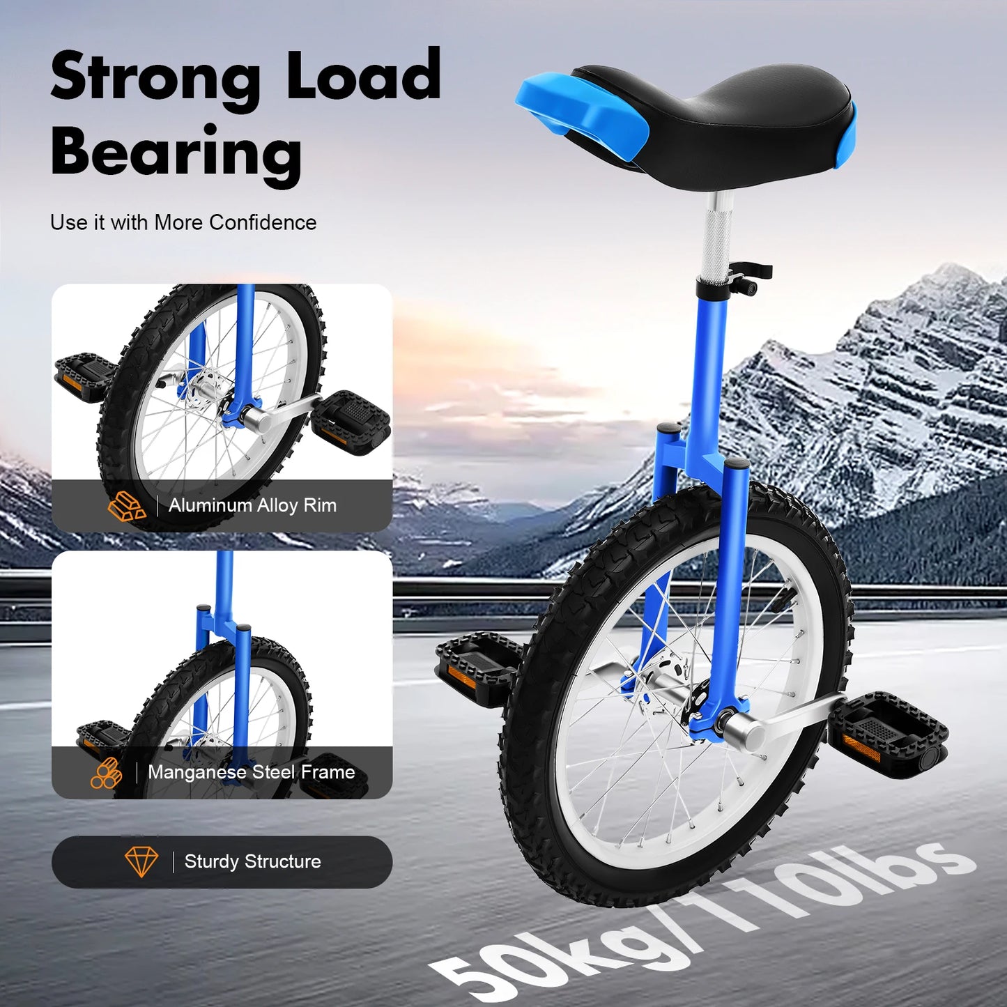 Outdoor Wheel Unicycle, Height Adjustable Unicycle for Children and Adults, Outdoor Sport, One Wheel Bike, Balance Exercise Bike