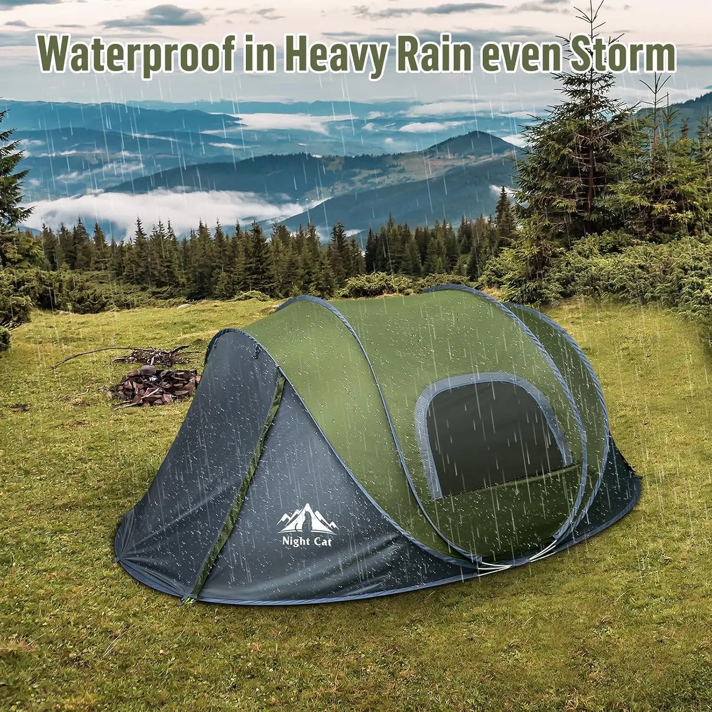 2-Person Waterproof Pop-Up Camping Tent: Instant Setup, Family-Friendly for Outdoor Adventures