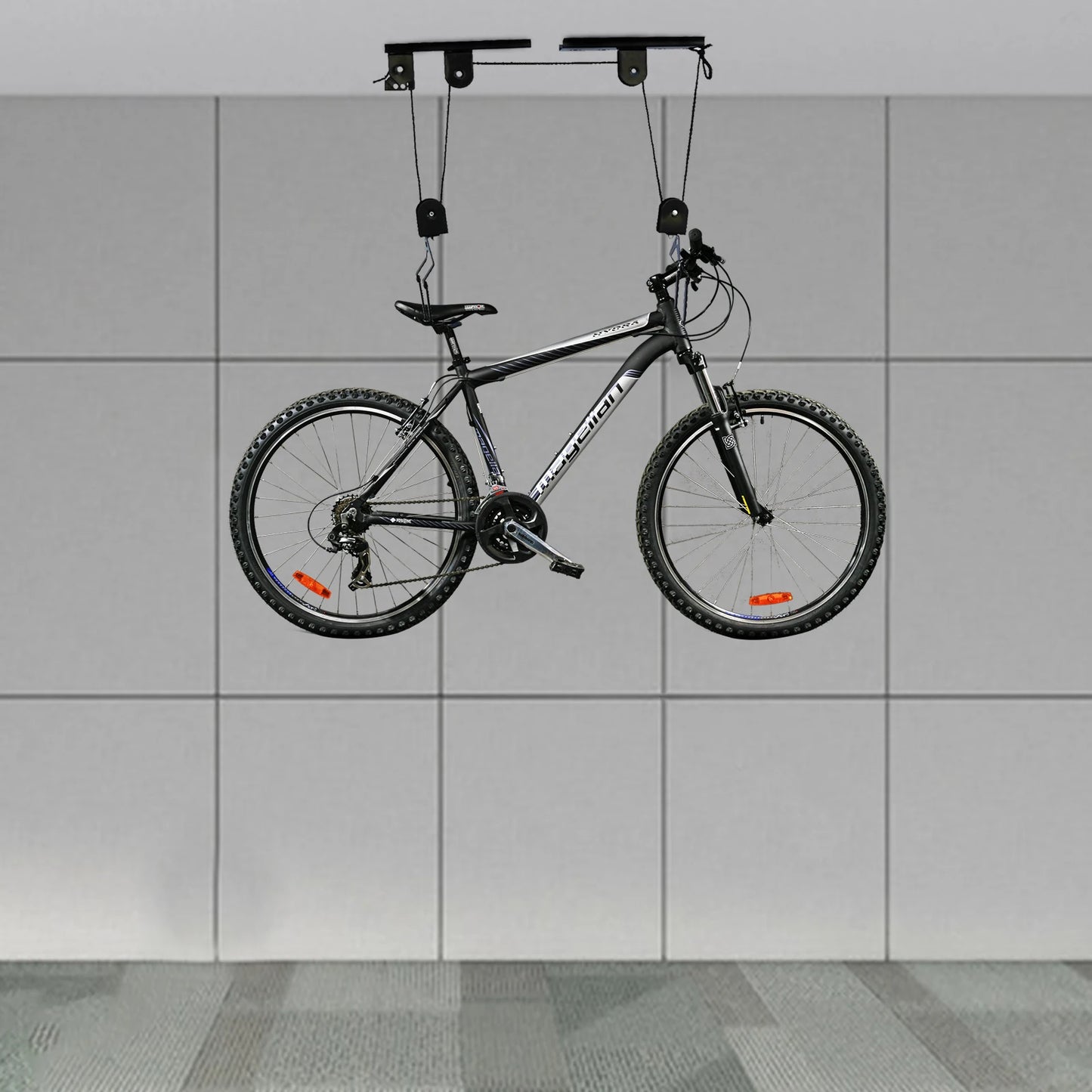 Bike Hoist for Garage Ceiling Mount Pulley System Bike Storage Set Of Bike Hangers for Garage Storage