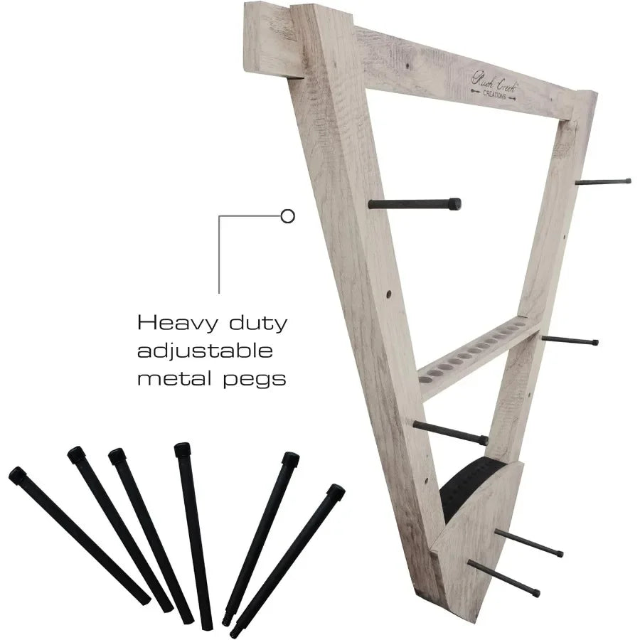 Rush Creek Creations Wall Mounted Bow and Arrow Display Rack for Hunting and Archery Accessories Real Tree 3-Bow Holder and 12-