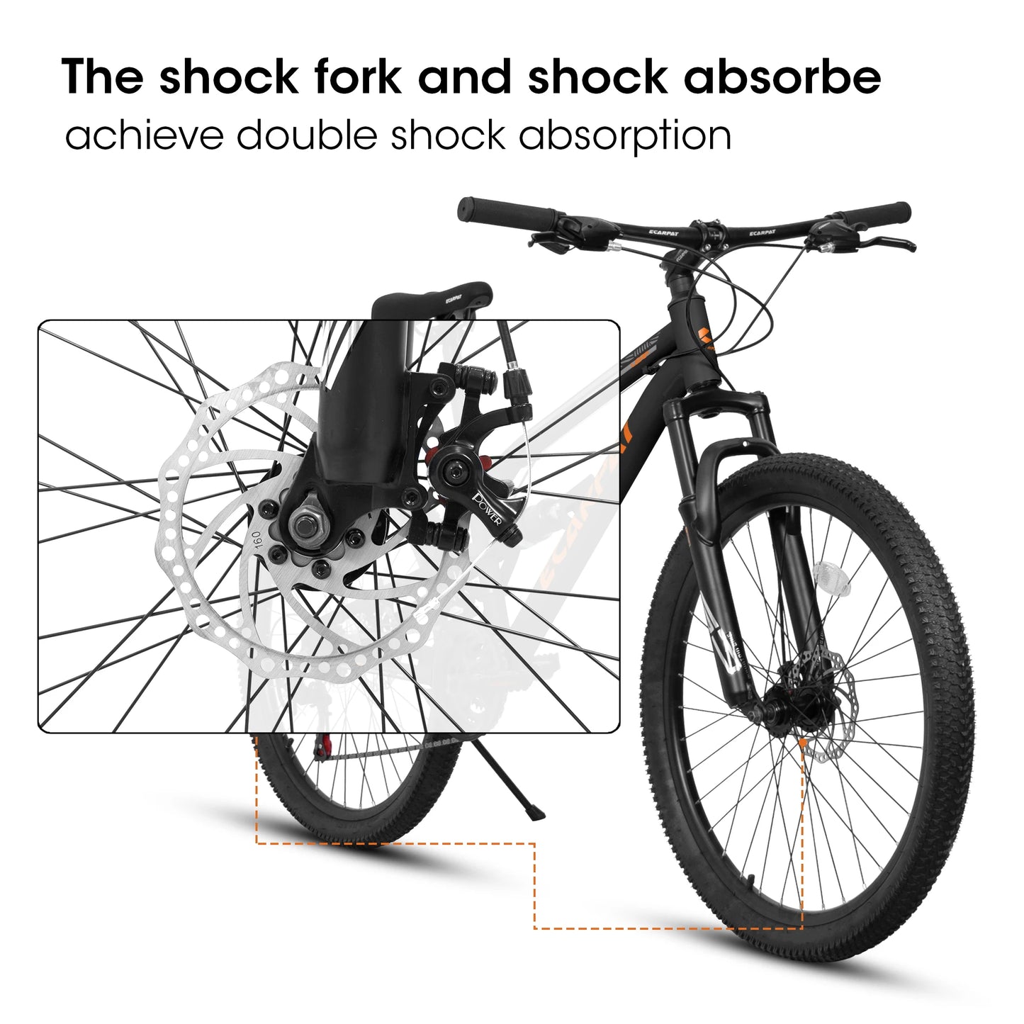 Ecarpat Mountain Bike 26 Inch Wheel, Dual Full Suspension 21-Speed Disc Brakes Thumb Shifter, Carbon Steel Frame Mountain Bike