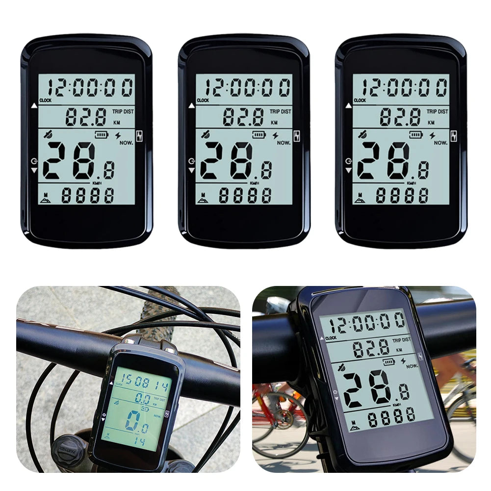 Wireless Bicycle Computer 2.4 Inch Screen GPS Bike Speedometer with Backlight Cycling Odometer Rechargeable Bike Accessories