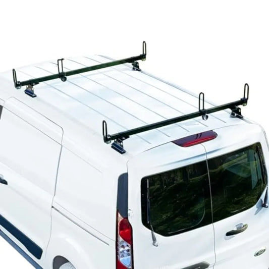 Heavy Duty 2 Bar Ladder Roof Rack for Transit Connect 20142020 Van Black Designed for Secure Transportation of Ladders and Heav