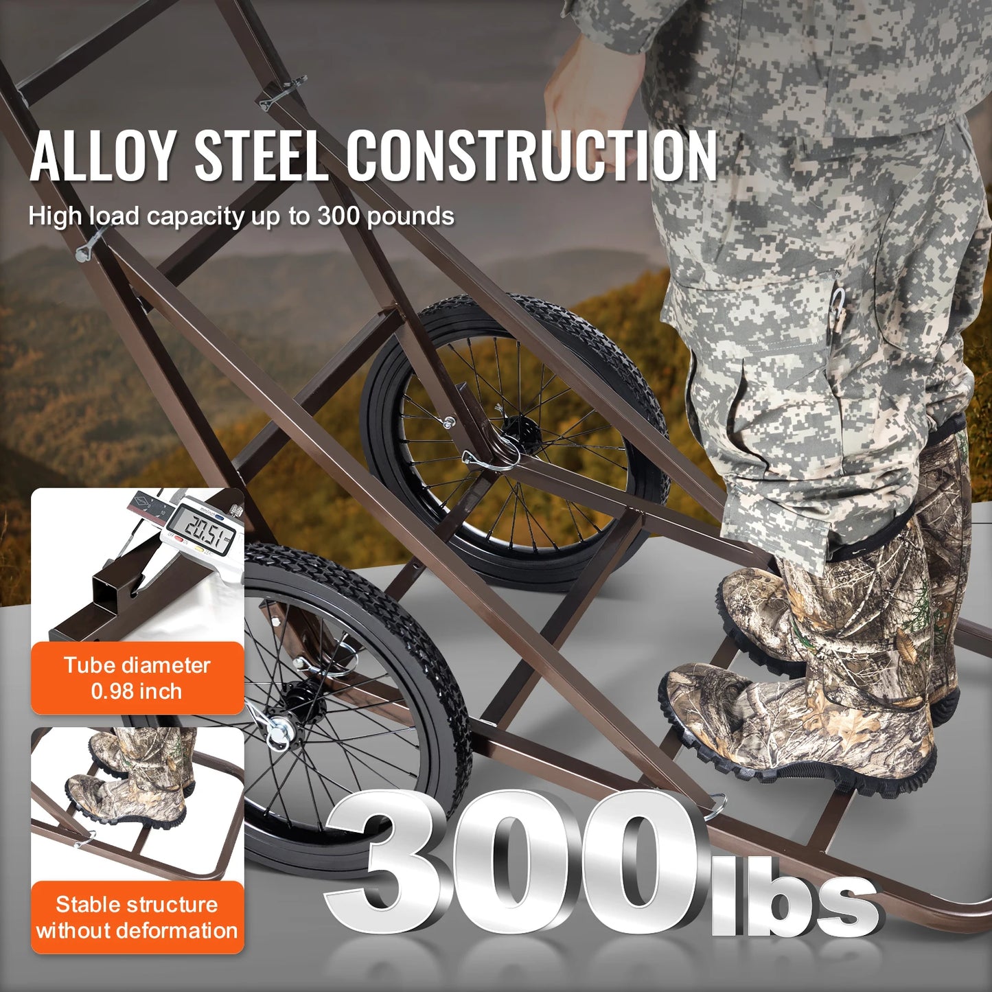 SucceBuy Deer Cart 300 LBS Capacity Folding Game Cart HeavyDuty Game Cart Accessories Utility Gear Dolly for Hunting Fishing