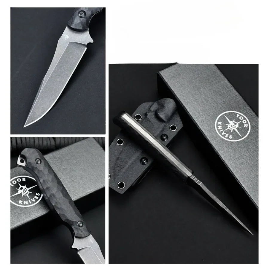 TOOR Secret Straight Knife 9Cr13Mov Blade G10 Textured Handle Outdoor High-altitude Tactical Knife - Self-defense Safety Tool