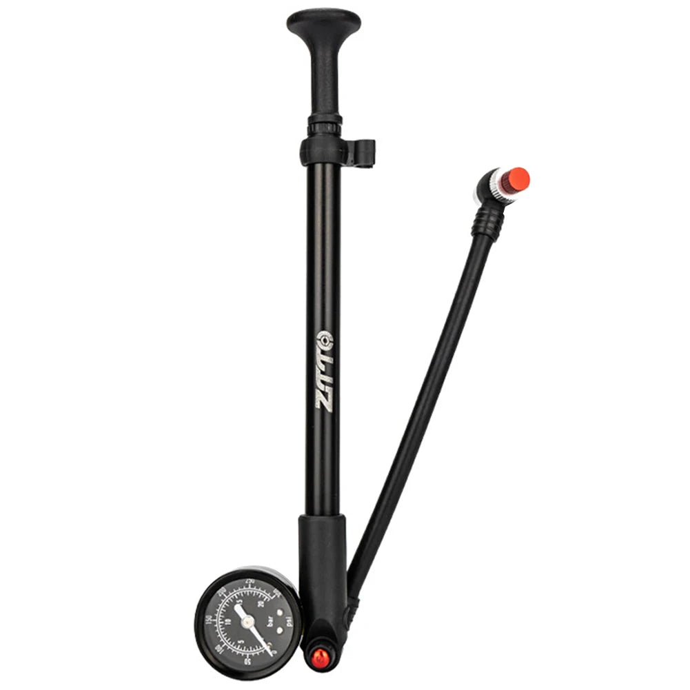 300PSI Bicycle Air Pump with Gauge Bike Tire Air Pump Schrader  Valve Portable Cycling Inflator for Fork & Rear Suspension